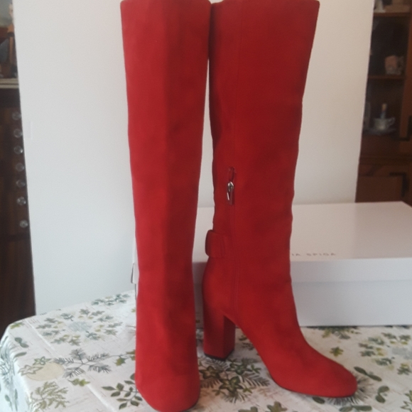 VIA SPIGA Red Suede 'Shayla' boots NEW! 7M/37 Eur - Picture 3 of 6